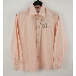 $250 REPLAY Italy Men XL Long Sleeve Pink Poplin Cotton Big Logo Button Up Shirt